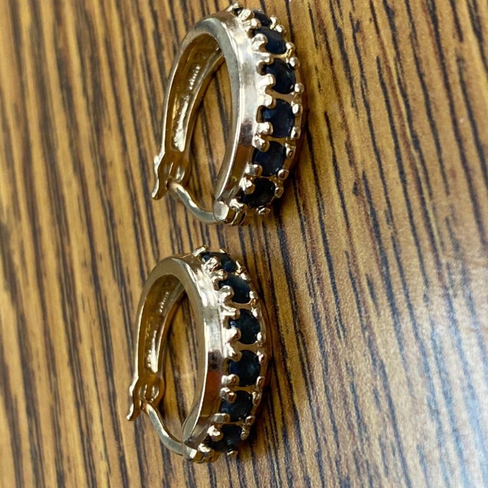 Ross-Simons Gold/ silver sapphire hoop  Earrings